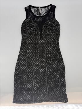 B-Envied Black Lace Bodycon Dress Sleeveless Textured Knit Cocktail Party S